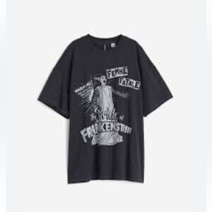 H&M Femme Fatale oversized Graphic Tee - Dark Gray